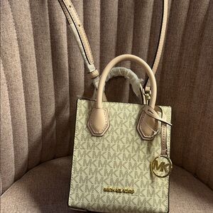Michael Kors Cream Mini Bag with Gold Accents